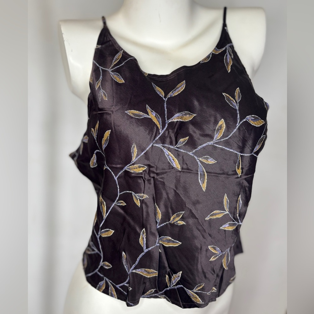 Vintage Victorias Secret Satin Cropped Spaghetti Strap Cami Deep Purple Size L